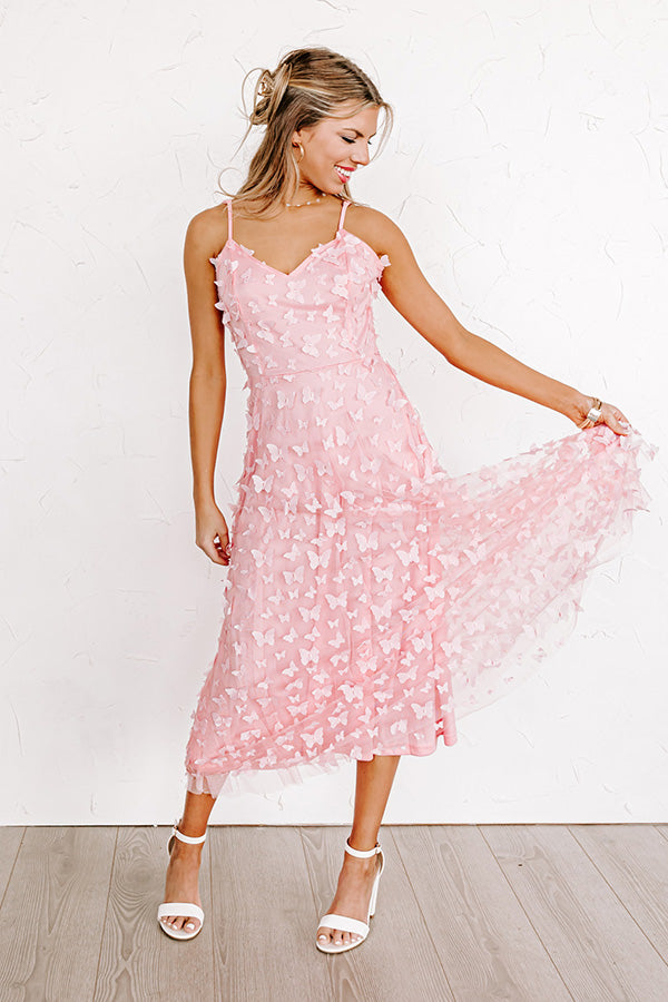 pink floral midi dress